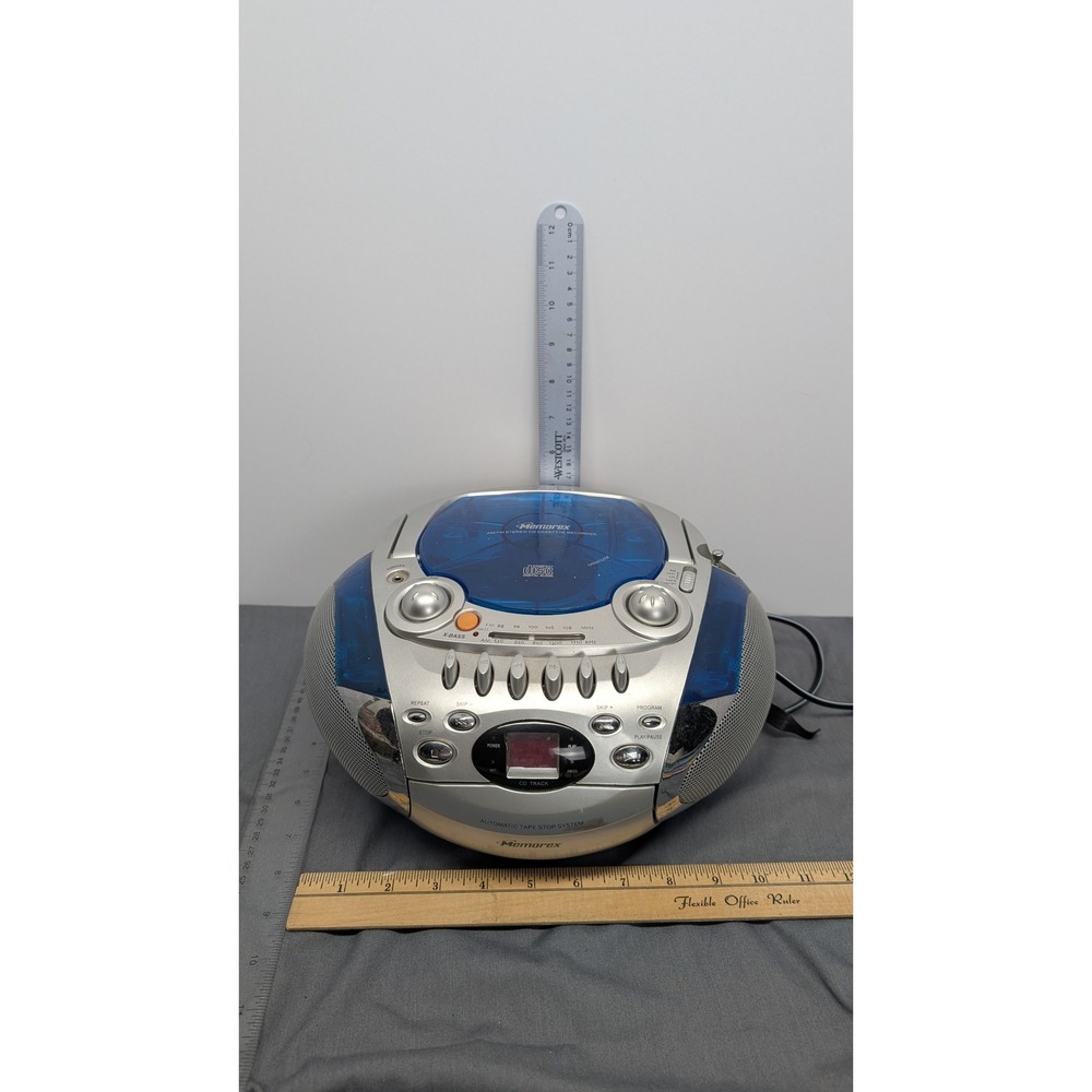 Memorex MP3126 Blue AM/FM Stereo CD Cassette Recorder Boombox - Working - Picture 8 of 12